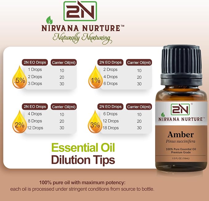 Amber Essential Oil,100% Pure Undiluted, Aromatherapy Oil for Diffuser, Hair & Skin Care
