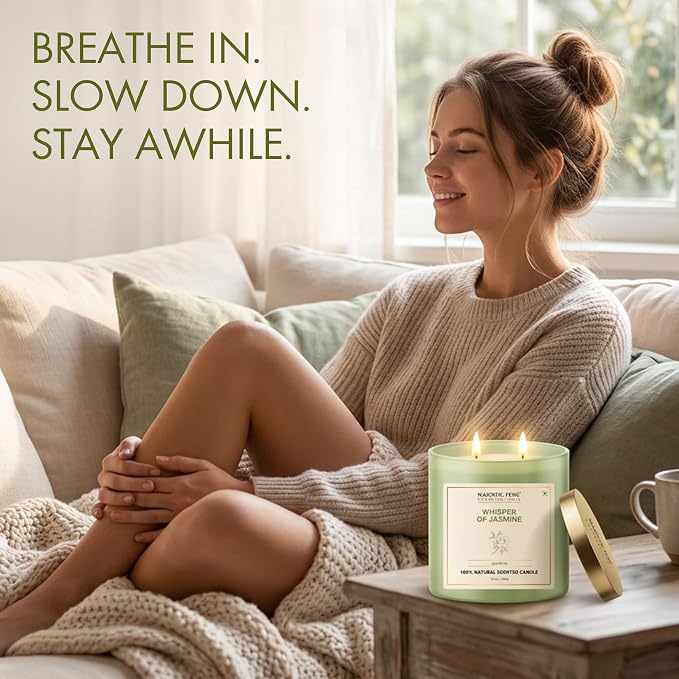 Majestic Pure Candle Jasmine, Natural Scented Candle, 10oz Large Jar with up to 45+ Hours Burn, Giftable