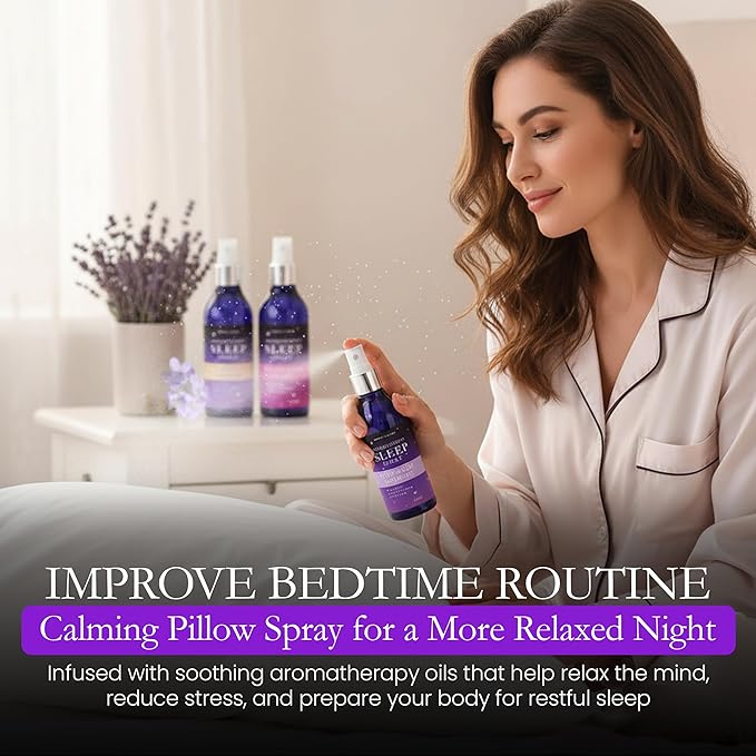 Pillow Sleep Spray Mist for Deep Sleep | Help Stress & Anxiety Relief Aid | (Pack of 3) Calming Lavender, Vanilla, Rose Mist | by Combat Cleaner