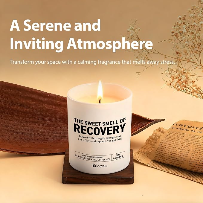 The Sweet Smell of Recovery Funny Recovery Gifts Get Well Gifts for Women After Surgery Sober Anniversary Celebration Scented Candle Home Office Jar Candle Lavender Scent Soy Wax 7oz