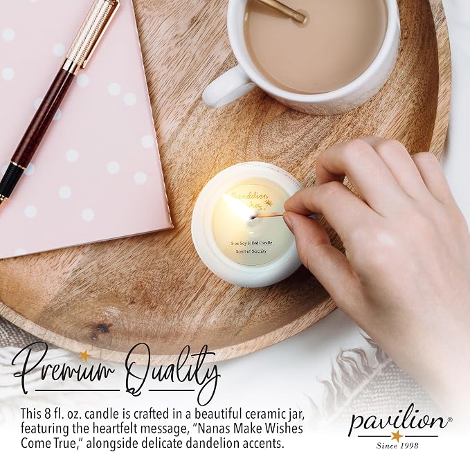 Pavilion Gift Company - Dandelion Wishes 77148 Ceramic Candles Nanas Make Wishes Come True Ceramic Soy Candle