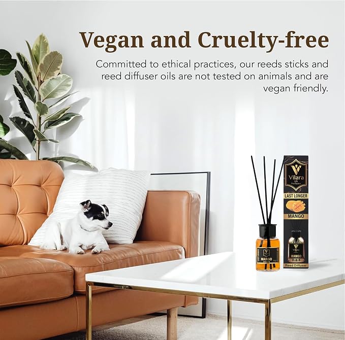 Reed Diffuser Set with Sticks for Home – Bathroom, Bedroom & Office Aromatherapy – Long Lasting Scented Oil Diffuser with Sticks – Luxury Room Fragrance Diffuser 55ml,1.7 fl oz (Mango Pack 3)