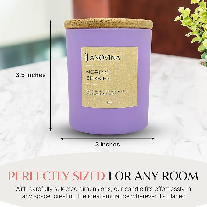 Anovina Nordic Berries Scented Candle — Fruity Berry & Sweet Musk Soy Blend | Long Lasting Jar Candle for Home | Nordic Gifts & Berry Scented Candles | Hand Poured in USA