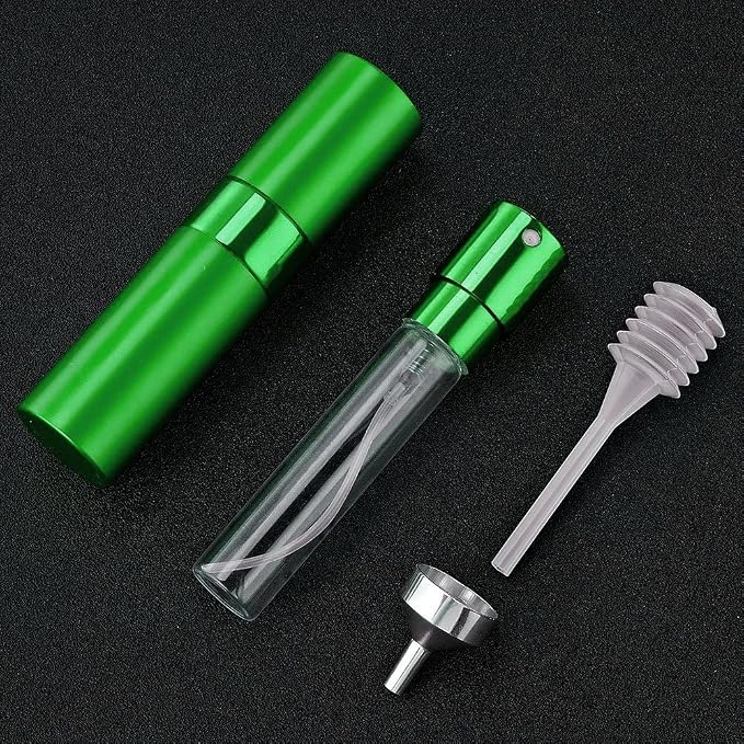 LISAPACK 8ML Atomizer Perfume Spray Bottle for Travel, Empty Refillable Cologne Dispenser, Portable Sprayer (Green)