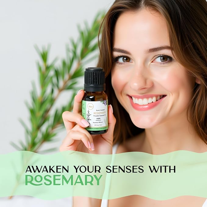 My ACE Rosemary Essential Oil 0.33 Fl Oz - Pure & Natural - Premium Grade for Aromatherapy, Diffuser, Skin, Hair, Massage, Candle & Soap Making, Home - Glass Bottle with Dropper - Long Lasting Scent