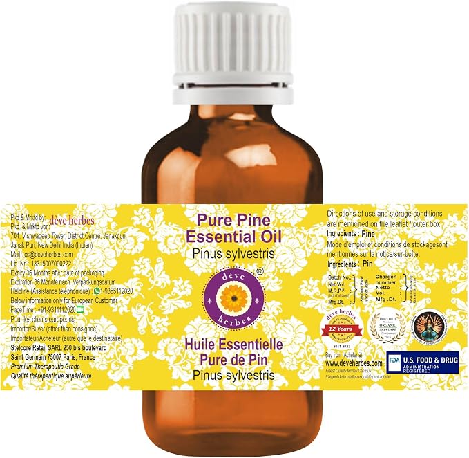 dève herbes Pine Essential Oil (Pinus sylvestris) Pure | Non-Sticky | Non-Greasy | Lightweight | Men & Women | All Skin Types | Steam Distilled 30ml (1 oz)