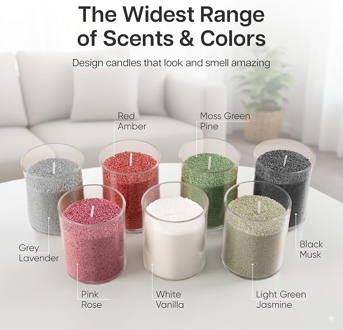 comforder Scented Candle Sand with Wicks, Pearled Candle, Wax Granules, 14oz Sand Wax Granules + 4 Wicks (Light Green, Jasmine)