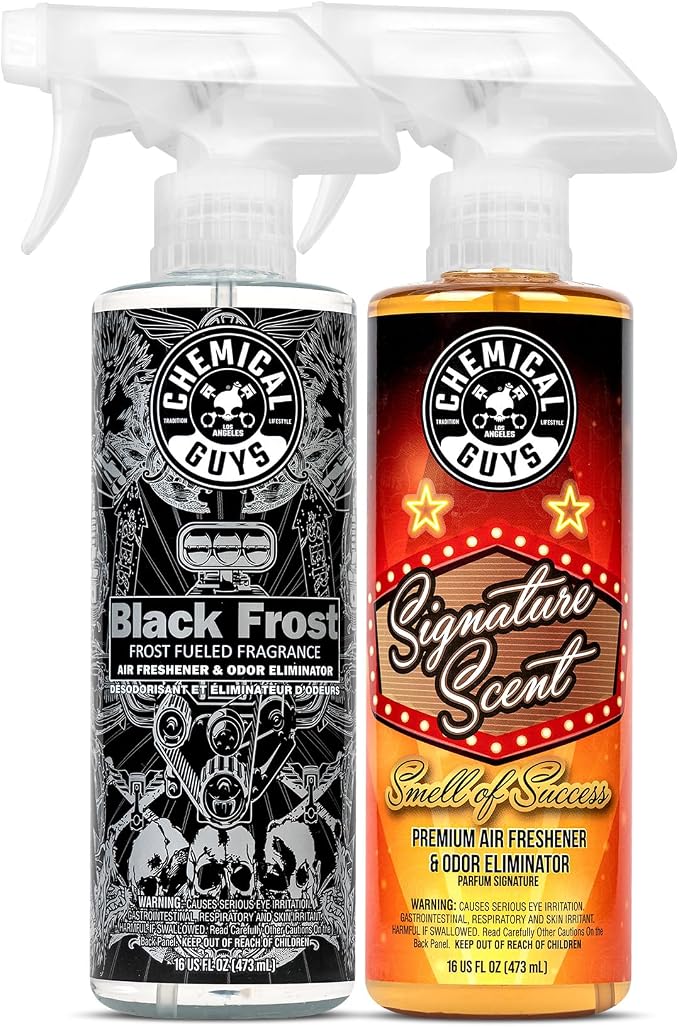 Chemical Guys AIR_302 Black Frost Scent and Signature Scent Combo Pack, Great for Cars, Trucks, SUVs, RVs, Home, Office & More (2-16 Fl Oz Items)