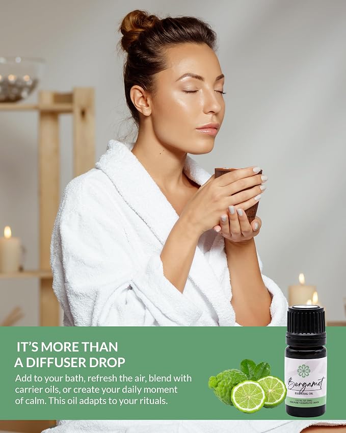 Essence Bergamot Essential Oil, 5 ml | Aromatherapy Oil for Diffusers & Personal Use | Natural Fragrance for Relaxation, Clarity & Wellness | Made in USA | Citrus Scent