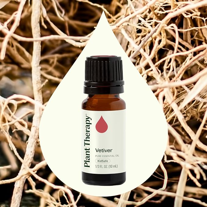 Plant Therapy Vetiver Essential Oil, 10 mL (1/3 oz), 100% Pure and Undiluted, Great for Essential Oil Diffusers and DIY Skincare