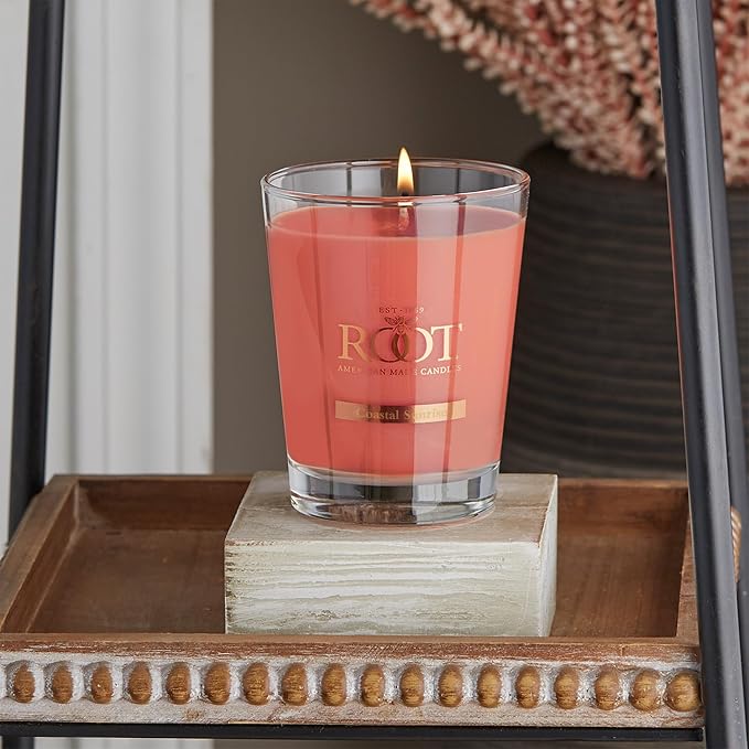 Root Candles Scented Candles Honeycomb Beeswax Blend Premium Handcrafted Candle, Large Veriglass, Coastal Sunrise