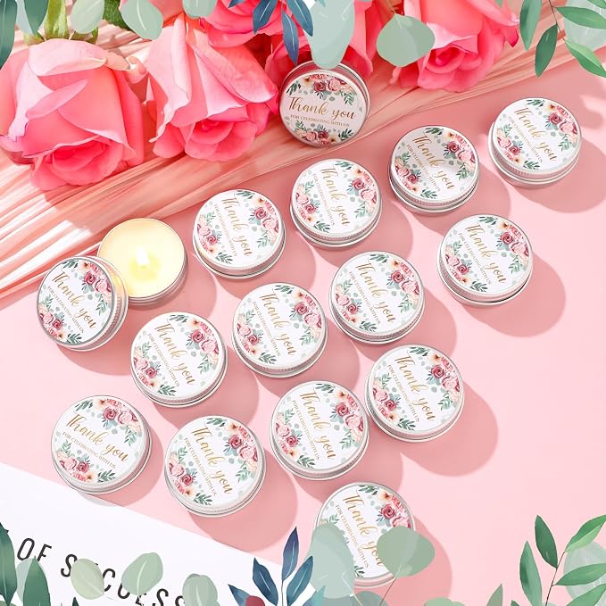MTLEE 50 Pcs Wedding Candles Gift Favors for Guests 1 Oz Lavender Scented Soy Wax Aromatherapy Candle Favors for Bridal Shower Rustic Wedding Party Guests(Pink Rose)