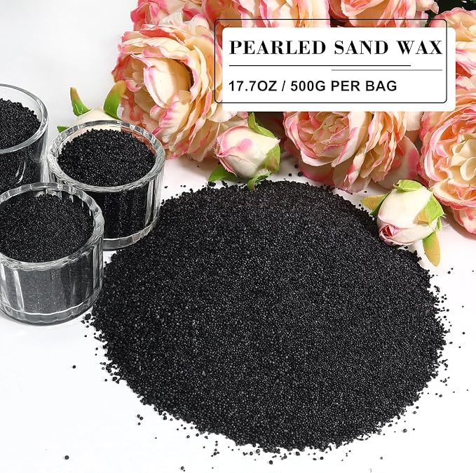 ZQSSmlied 1.1LB Black Candle Sand with Wicks, Candle Wax for DIY Candles Making, Refillable Beaded Wax Non-Toxic Sand Beaded Waxs Customized Making for Home Decoration Wedding Party