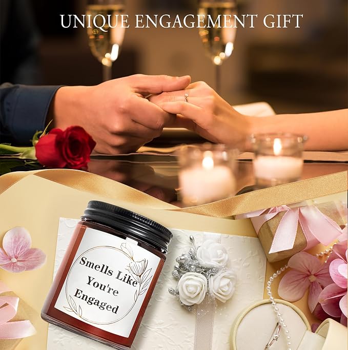You're Engaged Candles for Women, Bride to be, Bachelorette - Gift for Newly Engaged Couples Fiance- Bridal Shower Gift for Her Sister Daughter Friends - Relaxing Lavender Vanilla Soy Candle