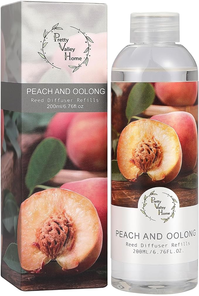 Reed Diffuser Refill - Peach Oolong 6.7 oz. Scented Oil for Reed Diffuser Home Fragrance for Bathroom, Bedroom, Office Decor