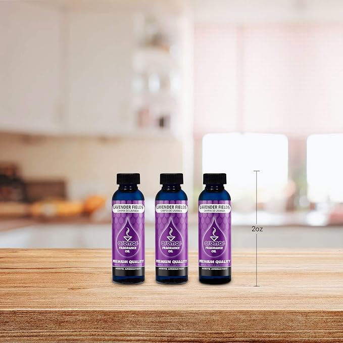 AROMAR Premium Fragrance Oil, Pack of 3 Lavender 2oz. Bottles. Long Lasting Aromatic Scent, Fresh and Revitalizing Aromatherapy for Living Room, Bedroom, and Kitchen