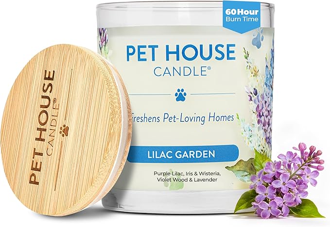 Pet House Candles, Plant-Based, Long Lasting, Clean Burning Scented Pet Odor Candles - Lilac Garden