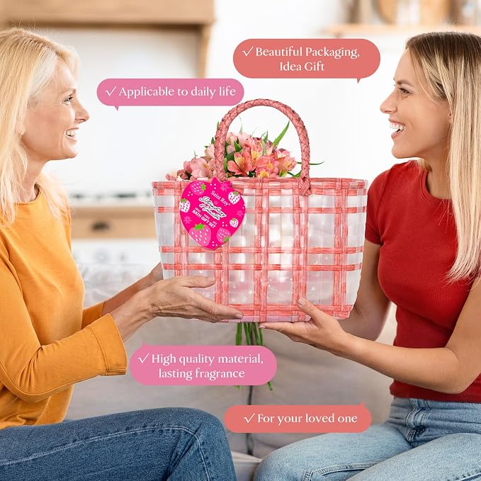 Spa kit Unique Gifts Basket for Women, Rose Bath and Body Gift, Birthday Gifts Skin Care Set, Self Care Pampering Kit Teen Girls Tote Bag Home Spa, Comb, Birthday, Mother Day, Bridal Shower