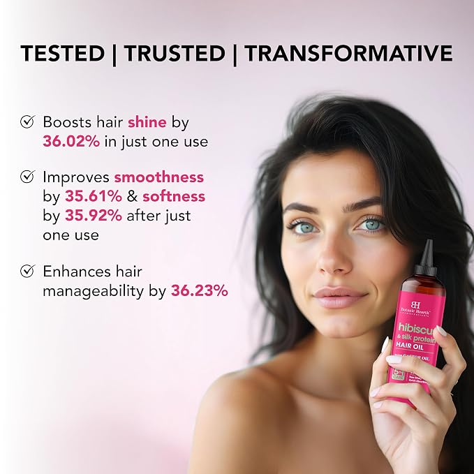 Botanic Hearth 100% Pure Hibiscus Silk Protein Oil For Hair Growth & Hair Treatment Oils 6.7 Fl oz|Infused with coconut Oil|Hair Oil Repairs Dry Damaged Hair, Strengthening, Healthier|All Hair Types