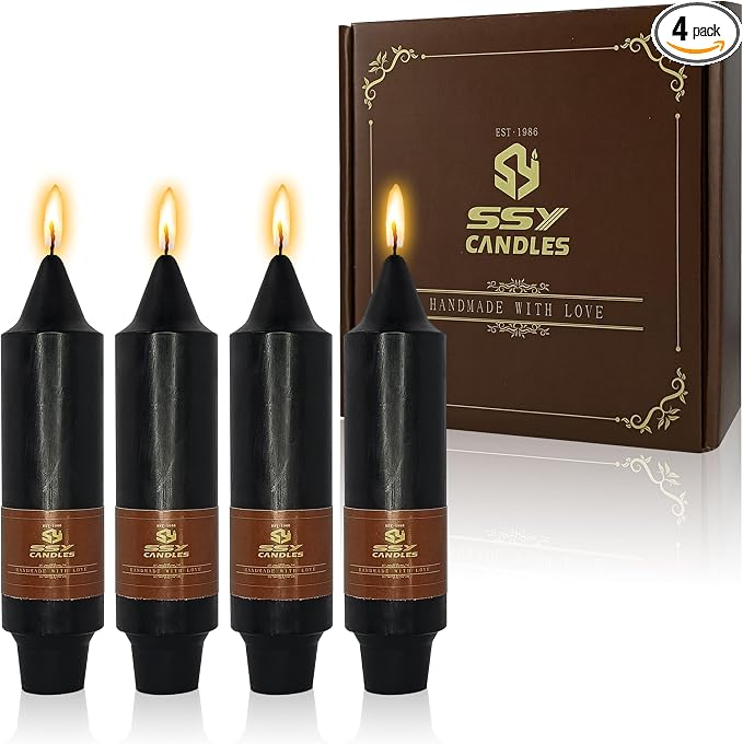 Unscented Halloween Taper Candles Sticks 4 Pack Black Taper Candlesticks 5 inch Cute Taper Candles Stick Candles for Halloween Party Home Décor