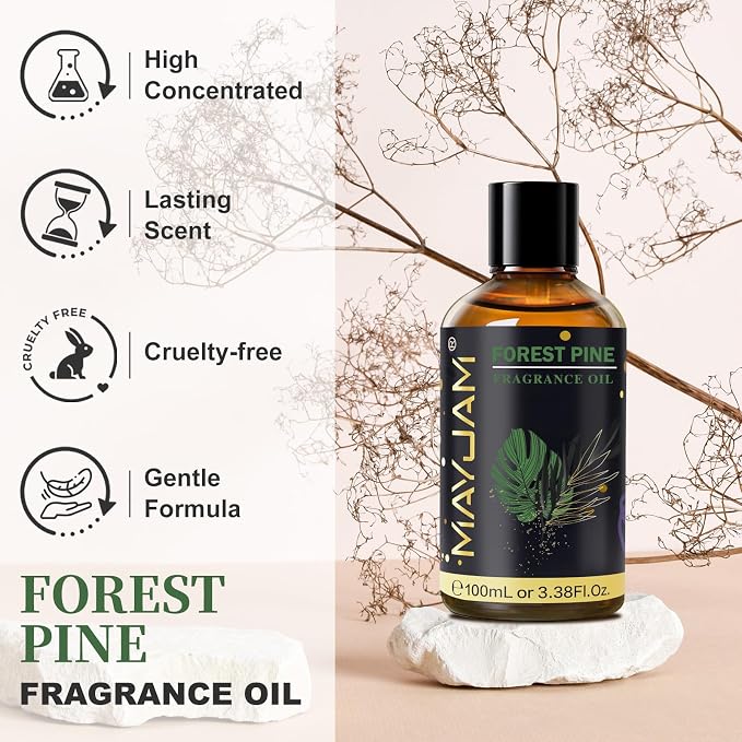 Forest Pine Fragrance Oil Essential Oil, MAYJAM 3.38FL.OZ Forest Pine Oil for Diffusers for Home, Long Lasting Scented Oils for Soap Candle Making - 100ML