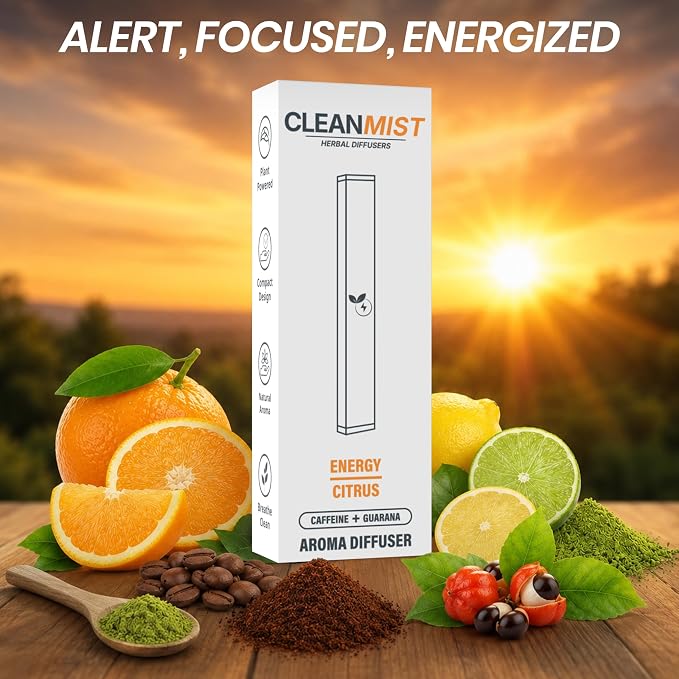 The Clean Mist Botanical Fragrance Stick Set, Plant-Based Citrus Botanical Scent, Non-Electronic Personal Fragrance Accessory, 1 Stick, 1 Pack