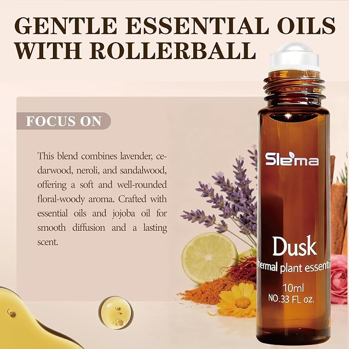 Slema Essential Oil，Dusk Essential Oil Blends by 10ml Essential Oils - 100% Pure Therapeutic Grade, Helps Create a Focused Atmosphere for Work & Study (Lavender)