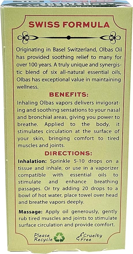 Olbas Massage and Aromatherapy Oil, 1.65 Fl Oz, Body Massage Oil with Pure Essential Oils, Aromatherapy Massage Oil with Refreshing Herbal Scent for Relaxation and Wellness