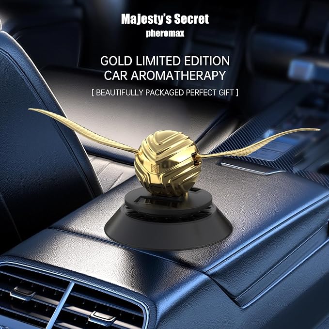 Majesty’S Secret Solar Car Air Freshener Diffuser with 2 Essential Oil Refills, Long-Lasting Auto Scent, Odor Eliminator, Refillable Fragrance Oil Diffuser for Dashboard