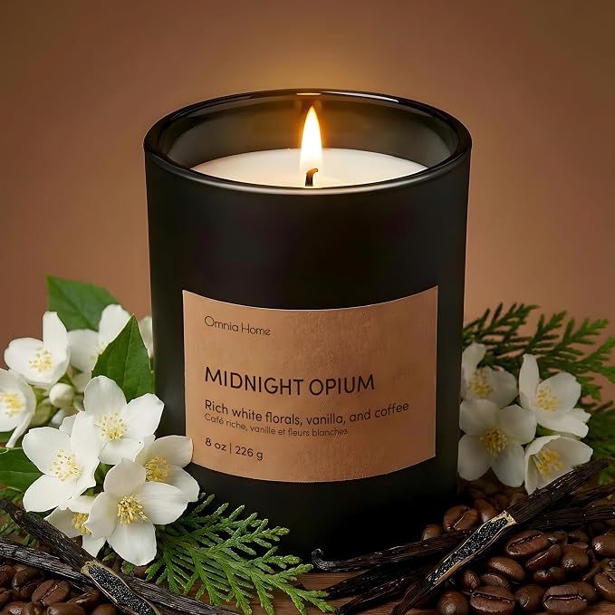 Scented Soy Wax Candle Set 2 Pack – Floral Candles for Home Scented with Notes of Rose, Magnolia & Soft Cedarwood – Refined Home Decor & Gift (Midnight Opium, Black, 2 Pack)
