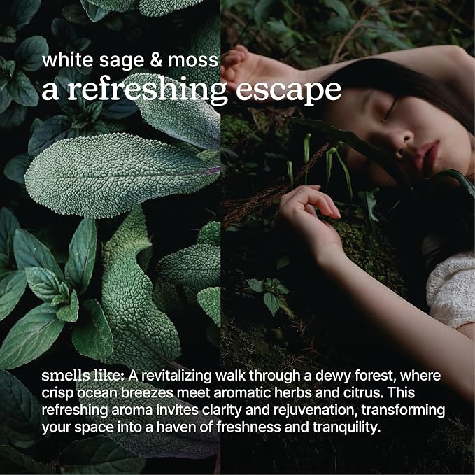 Homedics SereneScent White Sage & Moss Fragrance Oil 15ml | Herbal Woody Blend with Bergamot, Sea Salt & Lavender | USDA Biobased Essential Oil Diffuser Scent | Waterless Cold Air