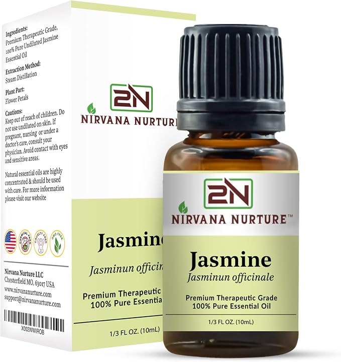 Jasmine Essential Oil, 100% Pure Undiluted, Aromatherapy Oil for Diffuser, Hair & Skin Care
