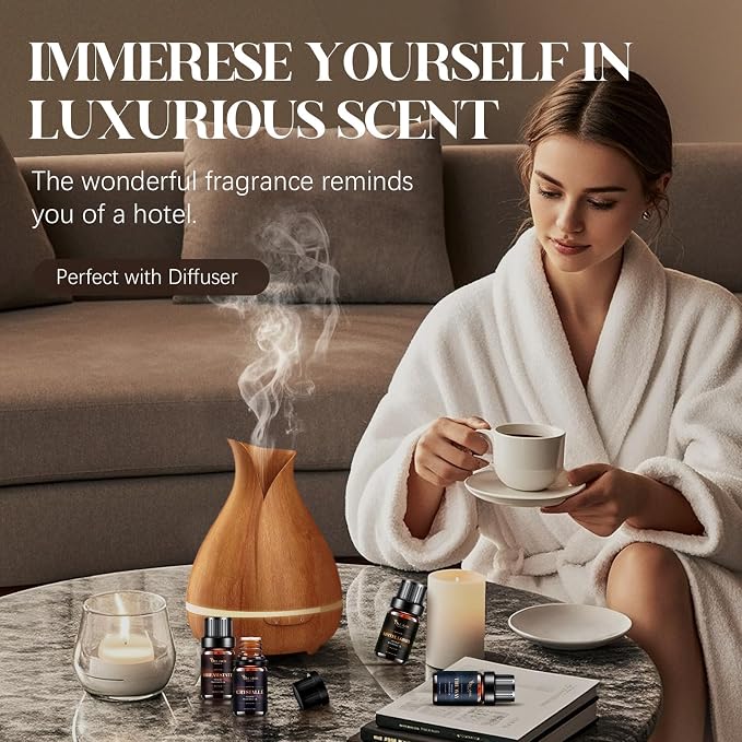 Hotel Diffuser Oils Gift Set, Essential Oils for Diffusers for Home, Luxury Fragrance Oil Set, Candle & Soap Making Scents, Jasmine & Mint, White Tea, The Way, Dream State, Hotel Lobby, Crystallé