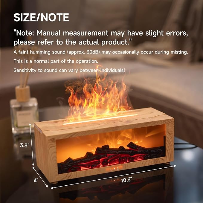 TMEHM Fireplace Flame Air Diffuser Humidifier,7 Colors Aromatherapy Essential Oil Diffuser,Ultrasonic Aroma Humidifier with Timer for Home,Bedroom,Office,Yoga