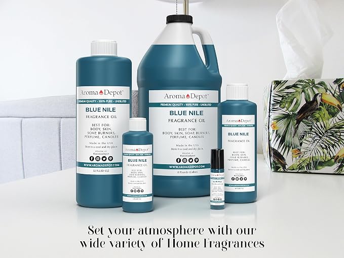 Aroma Depot 4 fl. oz Blue Nile Fragrance Oil, Perfume Oil, Scented Oil for Making, Soap, Candle Making & Incense. Used in Aromatherapy Diffusers, Warmers, and Burners. DIY Such as Lotions & Creams.