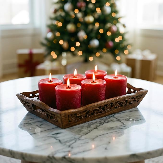 Aroma Naturals Votive Candles Essential Oil, Peace Ruby Holiday, 6 Count