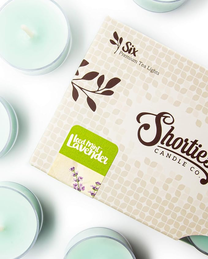 Iced Mint Lavender Premium Tealight Candles - Highly Scented with Essential & Natural Oils - 6 Mint Tea Lights - Beautiful Candlelight - Made in the USA - Fresh & Clean Collection