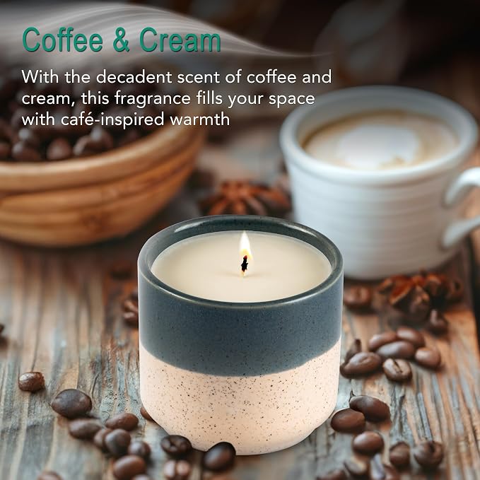Hyggelight - The Growing Candle, Coffee Scented, 8.5oz Ceramic Pot, Aromatherapy Candles, 100% Soy, Cream and Espresso Aroma for Home, Willow