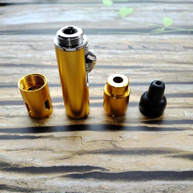 Torch Lighter,Handheld Multifunctional All-in-One Tube Built-in Detachable Windproof Lighter,Outdoor,Indoor,Camping,Candle,Birthday,Gold