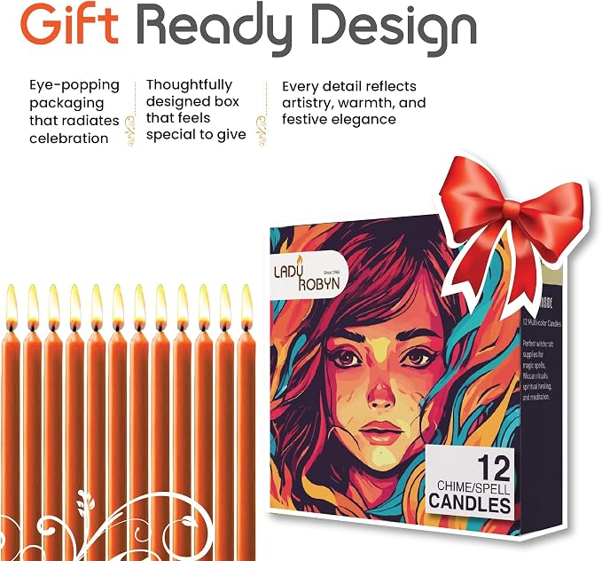 Box of 12 Orange Candles | 4 inches Dripless Paraffin Wax Candles | Witchcraft Supplies for Your Personal Wiccan Altar, Spells, Charms & Intentions | Witchy Room Decor | Taper Candlesticks