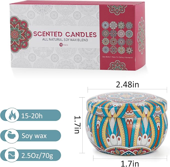 16 Pack Scented Candles Gifts Set for Women, 40 OZ Long Lasting Lavender Scented Candles, Suitable as Gifts for Family Friends