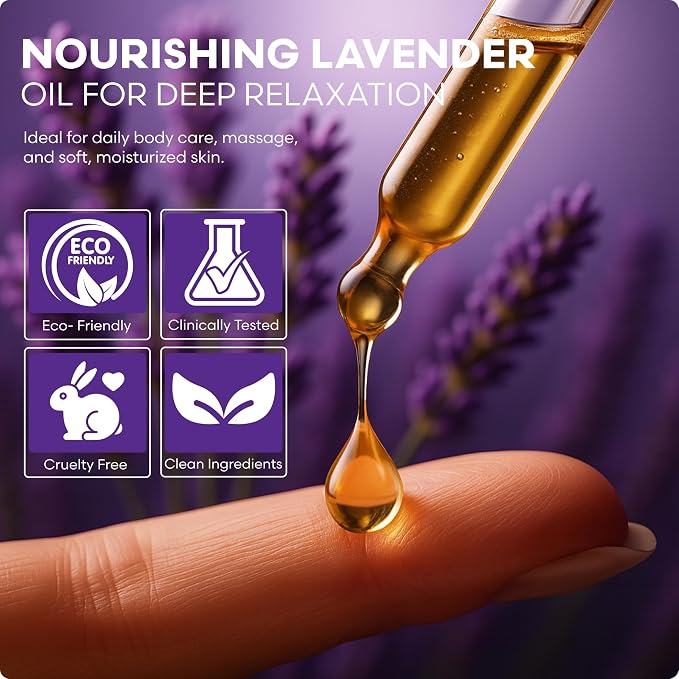 Brookstone Lavender Multi-Use Essential Oil - Calming Scent for Stress Relief, Skin & Hair Care