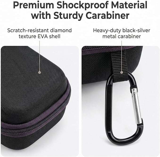 3 Pack Mini Essential Oil Case with Carabiner (1 per Case), Empty Travel Holder for 1-5ml Roller Bottles, Shockproof EVA Hard Shell Storage Bag, 3 Colors Random