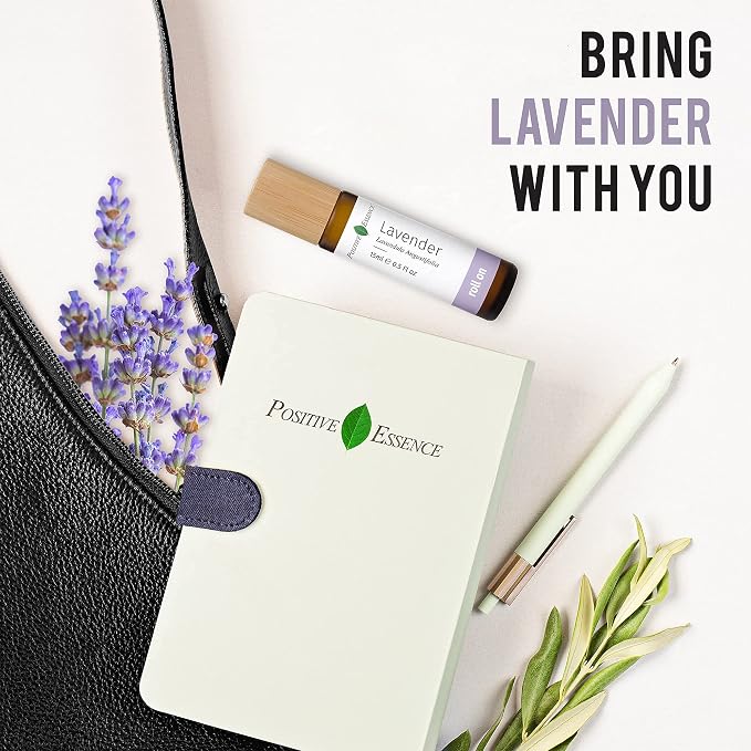 Lavender Essential Oil Roll On, Pure Lavender Essential Oil and Jojoba Oil for Relaxation and Skin Application, Leak-Proof Rollerball (15 mL)
