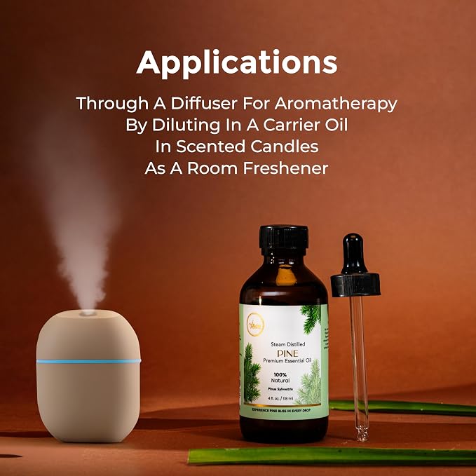 My ACE Pine Essential Oil 4 Fl Oz - 100% Pure & Natural - Premium Grade for Aromatherapy, Diffuser, Skin, Hair, Massage, Candle & Soap Making, Home - Glass Bottle with Dropper - Long Lasting Scent