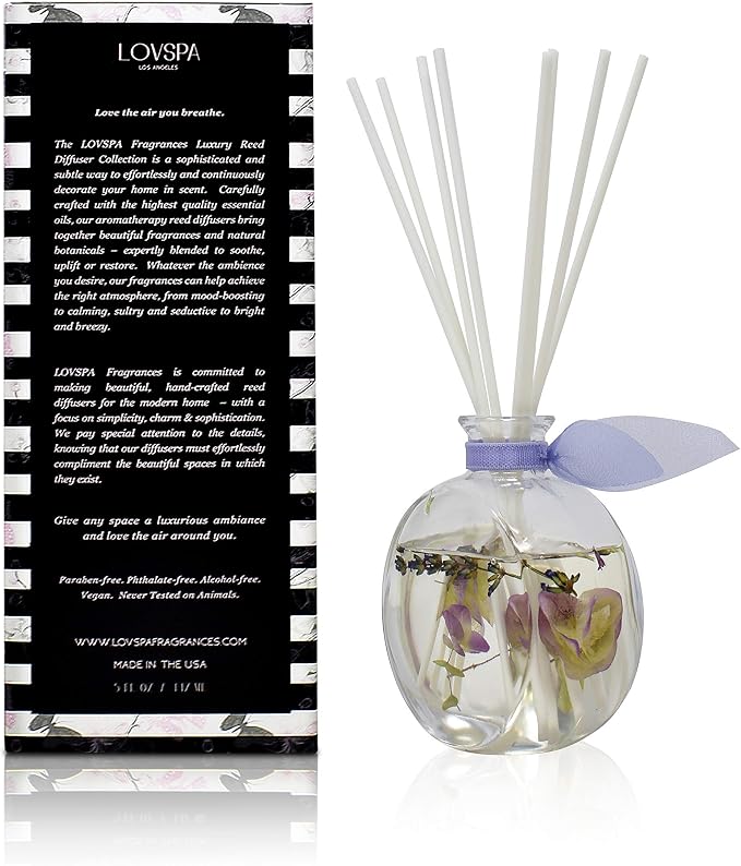 Reed Diffuser Set, Spa Lavender Scented Oil Diffuser with Sticks, Home Fragrance Accessories for Bathroom Shelf Decor, Aroma Diffusers for Home or Office Desk, USA Made