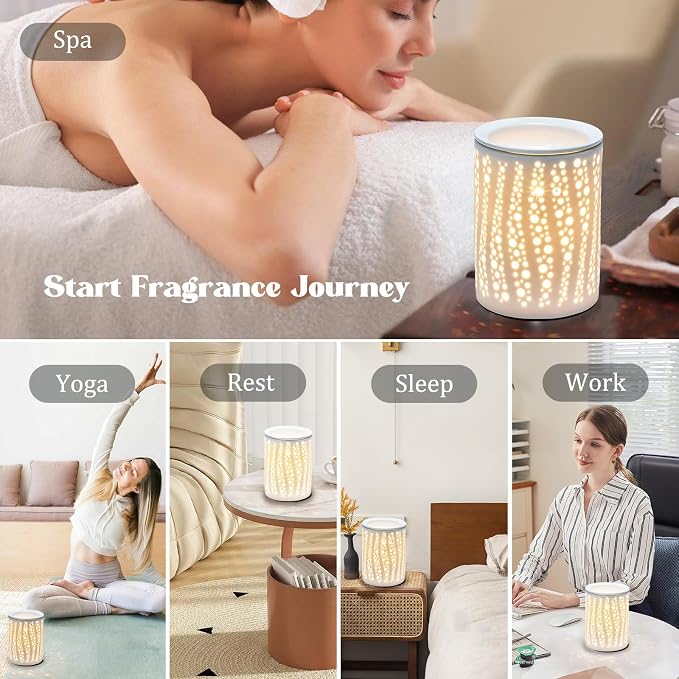 Wax Melt Warmer, Essential Oil Burner, 3-in-1 Heater Removable Tray for Warming Scented Candles to Bedroom Living Room Decor, Ideal Gift for Valentines Mother's Day, Spa and Aromatherapy (Polka Dot)