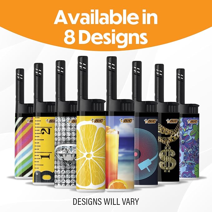 BIC EZ Reach Lighters, Reliable Candle Lighter with Safe Extended Wand, Assorted Designs, 6-Pack (Designs May Vary)