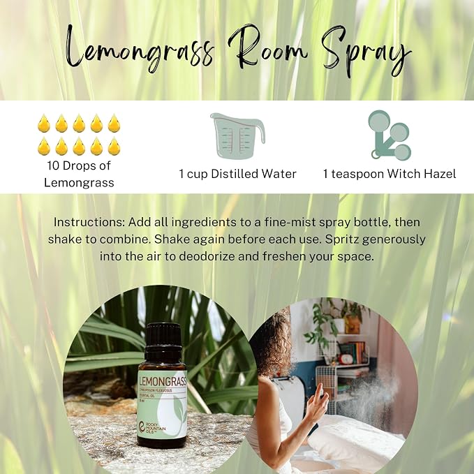 Rocky Mountain Oils Lemongrass Essential Oil - Essential Oils for Diffusers, Topical, and Home - 15ml