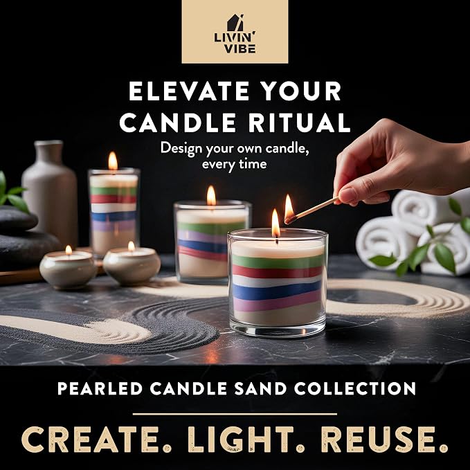 Pearled Candle Sand 10.5 oz (300g) – Golden Gardenia Scented Candle, Sage Beige Color, Relaxing Aromatherapy, Home Decor, Stress Relief, Long-Lasting Burn